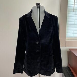 Vintage 70s 80s Merci Jrs Black Velvet Two Button Blazer Size 11